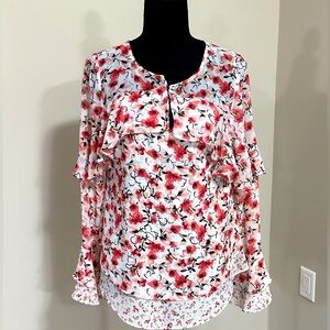 White House Black Market Floral Blouse - Size 2
